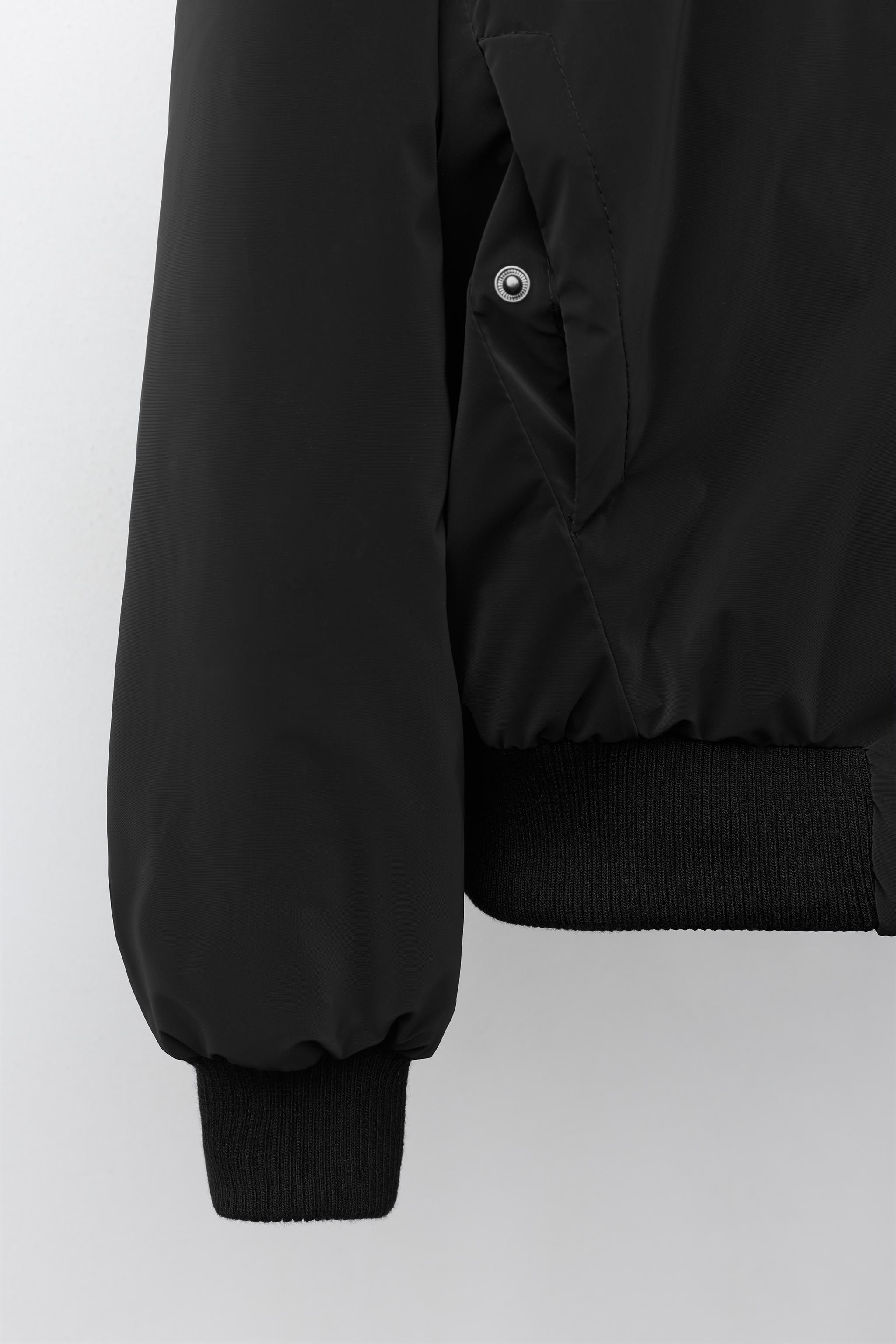RUBBERIZED BOMBER JACKET WITH DETACHABLE HOOD